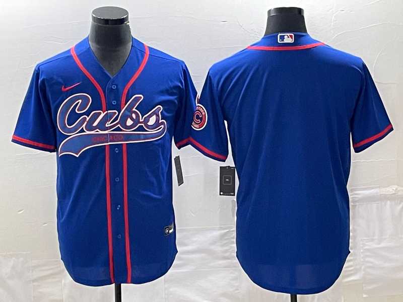 Mens Chicago Cubs Blank Blue Cool Base Stitched Baseball Jersey->chicago cubs->MLB Jersey